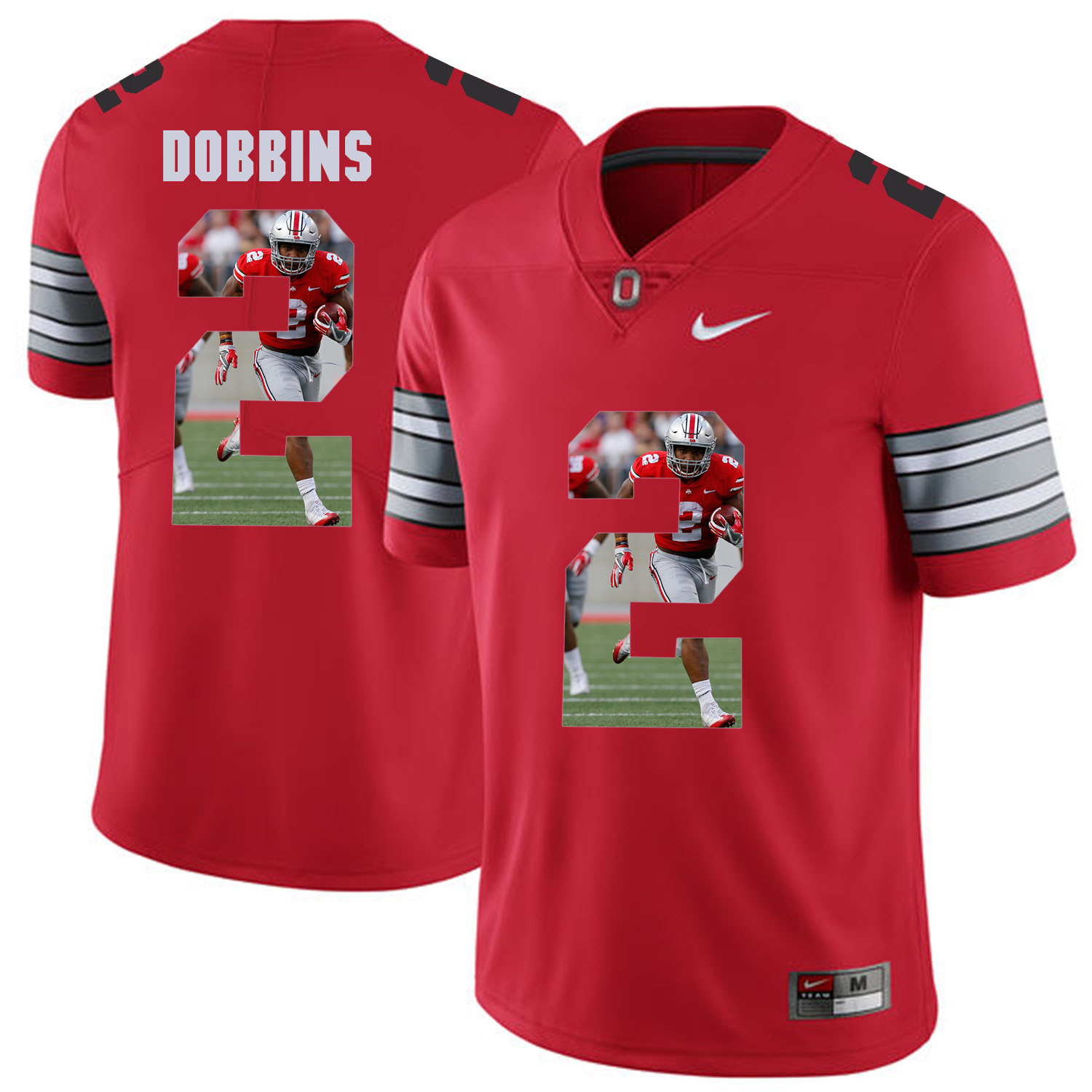 Men Ohio State #2 Dobbins Red Fashion Edition Customized NCAA Jerseys->customized ncaa jersey->Custom Jersey